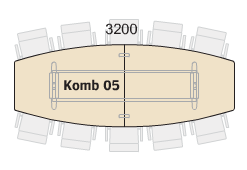 Huvudbild för Båtformat konferensbord 320 cm