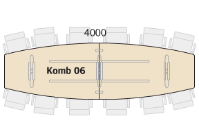 Huvudbild för Båtformat konferensbord 400 cm